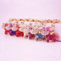 Zinc Alloy Key Clasp, with Czech Rhinestone, Unicorn, high quality plated, fashion jewelry & Unisex & enamel 