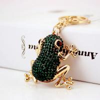 Zinc Alloy Key Clasp, with Czech Rhinestone, Frog, high quality plated, fashion jewelry & Unisex & enamel, green 