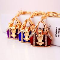 Zinc Alloy Key Clasp, with Czech Rhinestone, Handbag, high quality plated, fashion jewelry & Unisex & enamel 