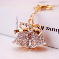 Zinc Alloy Key Clasp, with Czech Rhinestone, Bell, high quality plated, fashion jewelry & Unisex, white 