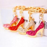 Zinc Alloy Key Clasp, with Czech Rhinestone, Shoes, high quality plated, fashion jewelry & Unisex & enamel 