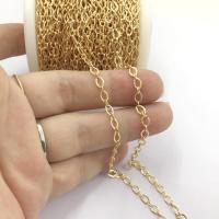 Brass Oval Chain, 18K gold plated, DIY 