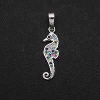 Cubic Zirconia Micro Pave Brass Pendant, Seahorse, plated & micro pave cubic zirconia 