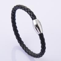 cuir PU bracelet, avec alliage de zinc, Placage, magnétique & pour homme & émail, plus de couleurs à choisir .27 pouce Vendu par lot