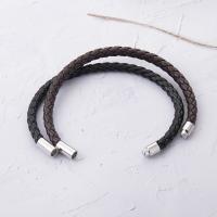 cuir PU bracelet, avec alliage de zinc, Placage de couleur argentée, magnétique & pour homme, plus de couleurs à choisir .66 pouce Vendu par lot