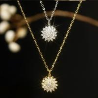 Collier de bijoux en argent , Argent sterling 925, fleur, Placage, pour femme & avec strass, plus de couleurs à choisir Environ 15.74 pouce, Vendu par PC