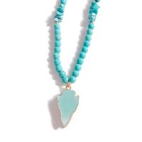 Collier turquoise en alliage de Zinc , avec turquoise, pour femme, vert Environ 50 cm, Vendu par PC