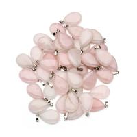 Rose Quartz Pendant, with Zinc Alloy, Teardrop, pink, 10-35mm 