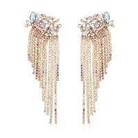 Fashion Fringe Earrings, Zinc Alloy, Tassel, plated, for woman & with rhinestone 