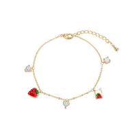 Circonita Aleación de zinc pulsera, con cúbica circonia, antifatiga & para mujer & esmalte, dorado, longitud:18.5 cm, Vendido por UD