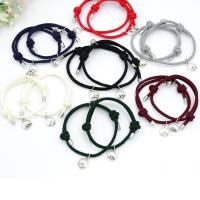 Pulseras para Parejas, aleación de zinc, con Cordón de Milán, chapado en color de platina, Ajustable & unisexo, más colores para la opción, longitud:aproximado 7.48 Inch, aproximado 2PCs/Set, Vendido por Set