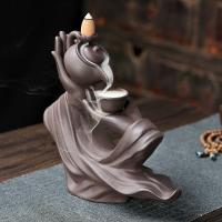 Incense Smoke Flow Backflow Holder Ceramic Incense Burner, Purple Clay, handmade, for home and office & durable 