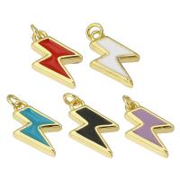 Enamel Brass Pendants, Lightning Symbol, gold color plated Approx 1.5mm 