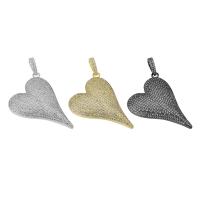 Cubic Zirconia Micro Pave Brass Pendant, Heart, plated, micro pave cubic zirconia Approx 4.5mm 