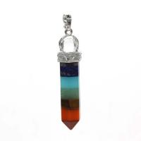 Gemstone Brass Pendants, with Gemstone, platinum color plated, Unisex, 50*12mm,8mm 