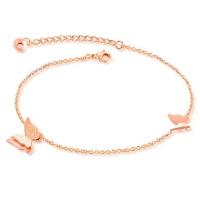 Partículas de acero pulsera tobillera, Mariposa, para mujer, color de rosa dorada, longitud:26 cm, Vendido por UD