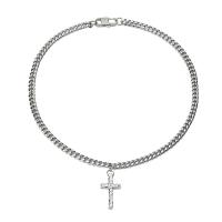 Collier de bijoux de titane, Acier titane, croix, Placage, unisexe, argent, 6mm cm, Vendu par PC