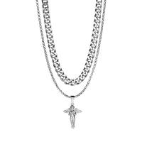 Collier de bijoux de titane, Acier titane, ange, Double couche & unisexe, argent, Vendu par PC