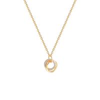 Collier de bijoux de titane, Acier titane, avec 2.12 chaînes de rallonge, Plaqué d'or, bijoux de mode & pavé de micro zircon & pour femme, doré, 14mm cm, Vendu par PC