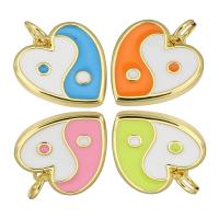 Enamel Brass Pendants, Heart, gold color plated, ying yang Approx 3mm 