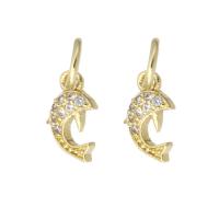 Cubic Zirconia Micro Pave Brass Pendant, Dolphin, gold color plated, micro pave cubic zirconia Approx 3mm 