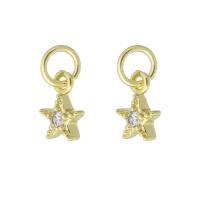 Cubic Zirconia Micro Pave Brass Pendant, Star, gold color plated, micro pave cubic zirconia Approx 3mm 