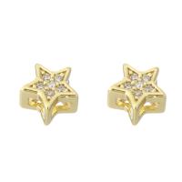 Cubic Zirconia Micro Pave Brass Beads, Star, gold color plated, micro pave cubic zirconia Approx 2mm 