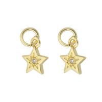 Cubic Zirconia Micro Pave Brass Pendant, Star, gold color plated, micro pave cubic zirconia Approx 3mm 