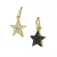 Cubic Zirconia Micro Pave Brass Pendant, Star, gold color plated, micro pave cubic zirconia Approx 3.5mm 