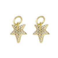 Cubic Zirconia Micro Pave Brass Pendant, Star, gold color plated, micro pave cubic zirconia Approx 3mm 