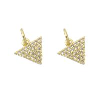 Cubic Zirconia Micro Pave Brass Pendant, Triangle, gold color plated, micro pave cubic zirconia Approx 3.5mm 