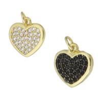 Cubic Zirconia Micro Pave Brass Pendant, Heart, gold color plated, micro pave cubic zirconia 