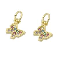 Cubic Zirconia Micro Pave Brass Pendant, Butterfly, gold color plated, micro pave cubic zirconia, multi-colored Approx 3mm 