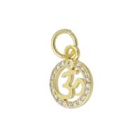 Cubic Zirconia Micro Pave Brass Pendant, gold color plated, micro pave cubic zirconia & hollow Approx 4mm 