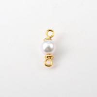 Brass Connector, with Plastic Pearl, plated, mixed colors, 13mm [