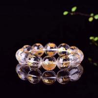 Clear Quartz Bracelet, radiation protection & for man & gold accent, white Approx 19 cm 