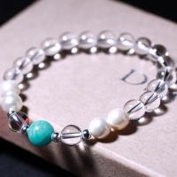 Quartz Bracelets, Clear Quartz, with ​Amazonite​, Unisex & anti-fatigue, mixed colors Approx 19 cm 