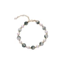 Bracelets de perles, perle d'eau douce cultivée, avec Cristal naturel & alliage de zinc, pour femme, couleurs mélangées .5 cm, Vendu par PC