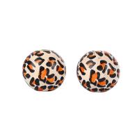 Printing Wood Beads, Schima Superba, Round, DIY & leopard pattern, beige, 16mm 