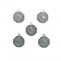 Zinc Alloy Jewelry Pendants, Polygon, antique silver color plated, ying yang & Unisex Approx 