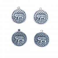 Zinc Alloy Jewelry Pendants, Round, antique silver color plated, Unisex Approx 