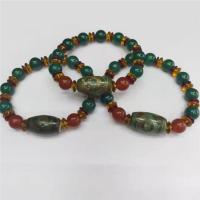 Pulsera de Ágata Tibetana, con Ágata verde, Cubo, pulido, Vintage & unisexo & antifatiga, verde, 10x30mm,10mm, longitud:aproximado 7.48 Inch, Vendido por UD