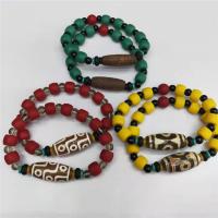 Pulsera de Ágata Tibetana, con Piedra Abrazine, Cubo, Vintage & unisexo & antifatiga, más colores para la opción, 10-14mmx30mm,8x10mm, longitud:aproximado 7.48 Inch, Vendido por UD