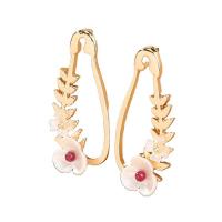 Pendientes de Perno de Aleación de Zinc, Flor, chapado en color dorado, Joyería & para mujer & hueco, 17x37mm, Vendido por Par