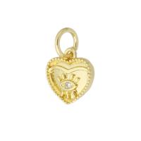 Cubic Zirconia Micro Pave Brass Pendant, Heart, gold color plated, micro pave cubic zirconia Approx 3mm 