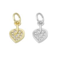 Cubic Zirconia Micro Pave Brass Pendant, Heart, plated, micro pave cubic zirconia Approx 3mm 