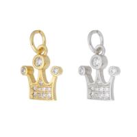 Cubic Zirconia Micro Pave Brass Pendant, Crown, plated, micro pave cubic zirconia Approx 3mm 