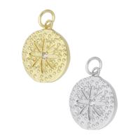 Cubic Zirconia Micro Pave Brass Pendant, Flat Round, plated, micro pave cubic zirconia Approx 3mm 