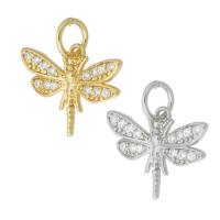 Cubic Zirconia Micro Pave Brass Pendant, Dragonfly, plated, micro pave cubic zirconia Approx 3mm 