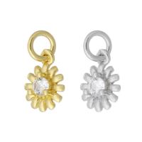 Cubic Zirconia Micro Pave Brass Pendant, Flower, plated, micro pave cubic zirconia 